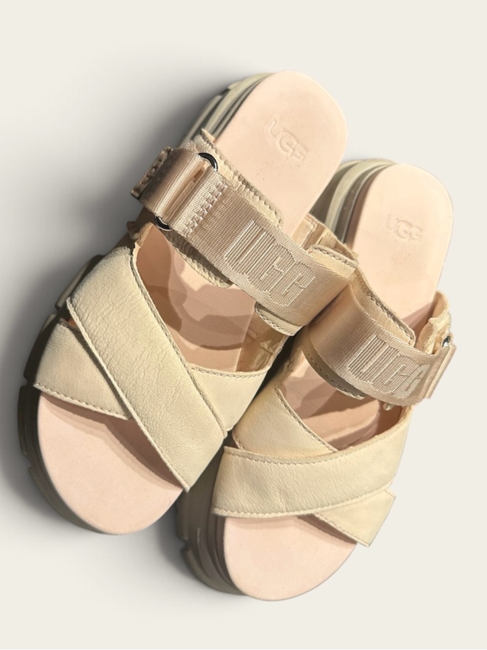 UGG Women’s Beige Strap Platform Sandals